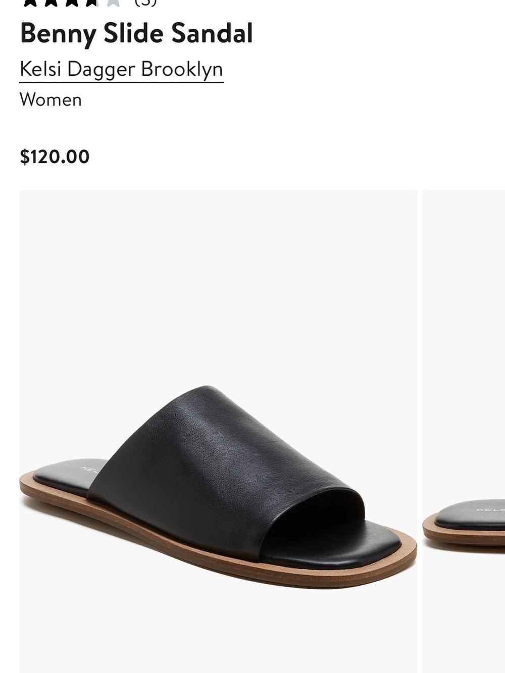Kelsi Dagger Benny Slide Sandal - Black with Brown Sole